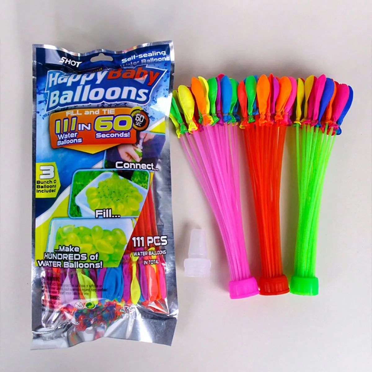 111pcs Water Balloons, Quick Fill Balloon Summer Outdoor Water Game Toys For Parent-Child, Water Fight (Aluminum Pack)