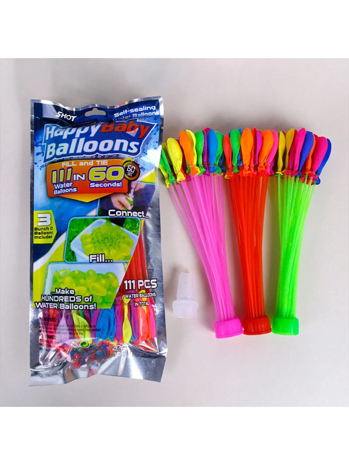 111pcs Water Balloons, Quick Fill Balloon Summer Outdoor Water Game Toys For Parent-Child, Water Fight (Aluminum Pack)