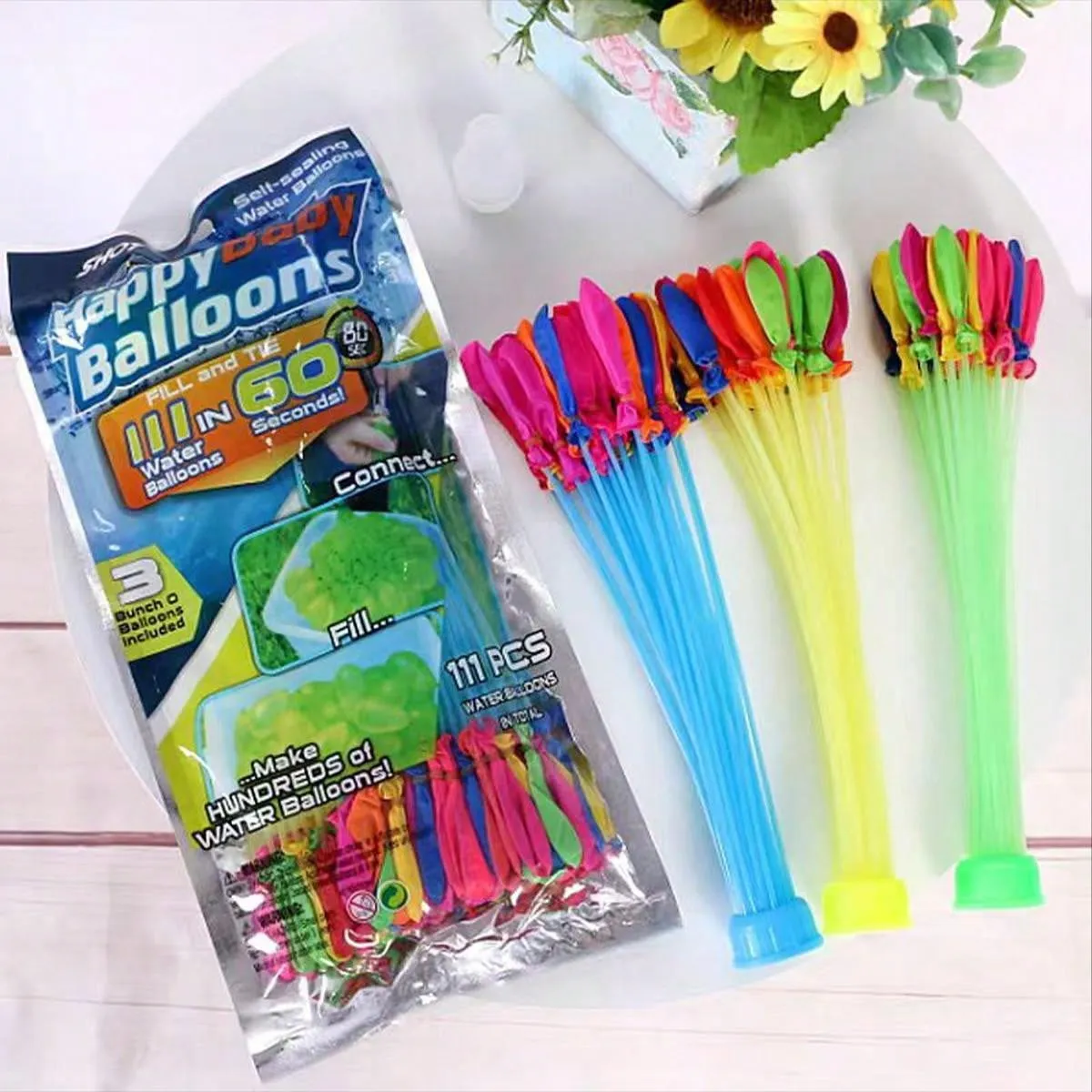 111pcs Water Balloons, Quick Fill Balloon Summer Outdoor Water Game Toys For Parent-Child, Water Fight (Aluminum Pack)