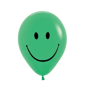 12" Round, Metallic Smiley Face Green