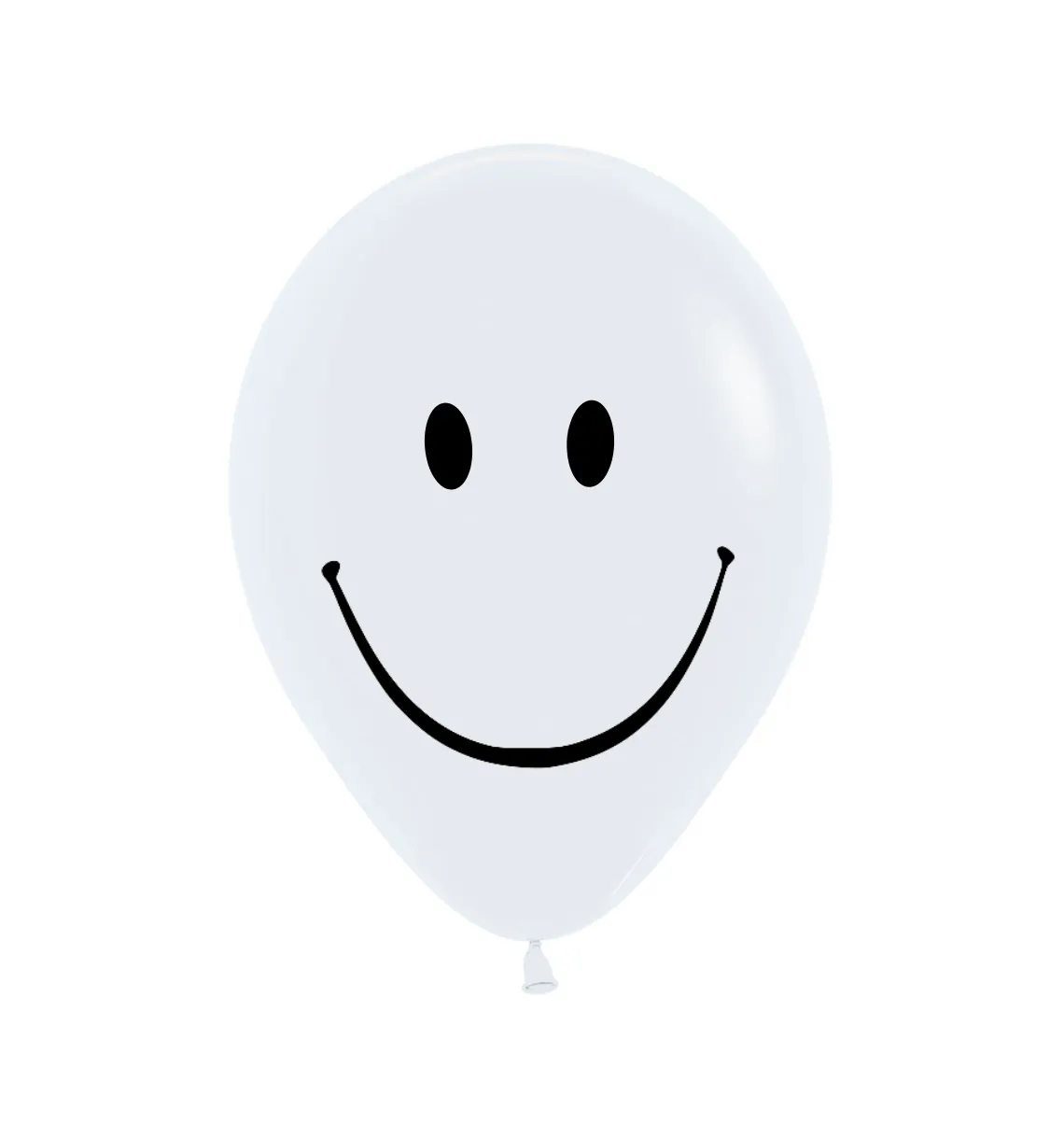 12" Round, Metallic Smiley Face White