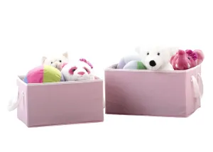 2 Piece Foldable Storage Bin Basket Box (Light Pink with White)
