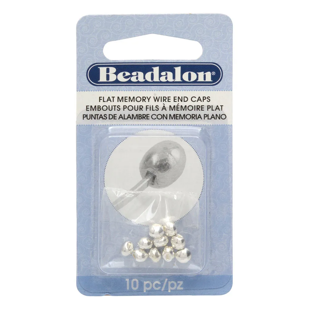 Beadalon End Cap Beads for Memory Wire, Oval Glue In 5x4mm, Silver Plated (10 Pieces)