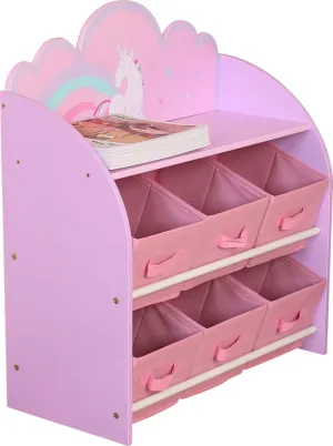 Danawares Unicorn Toy Organizer/Bookshelf with 6-Bins