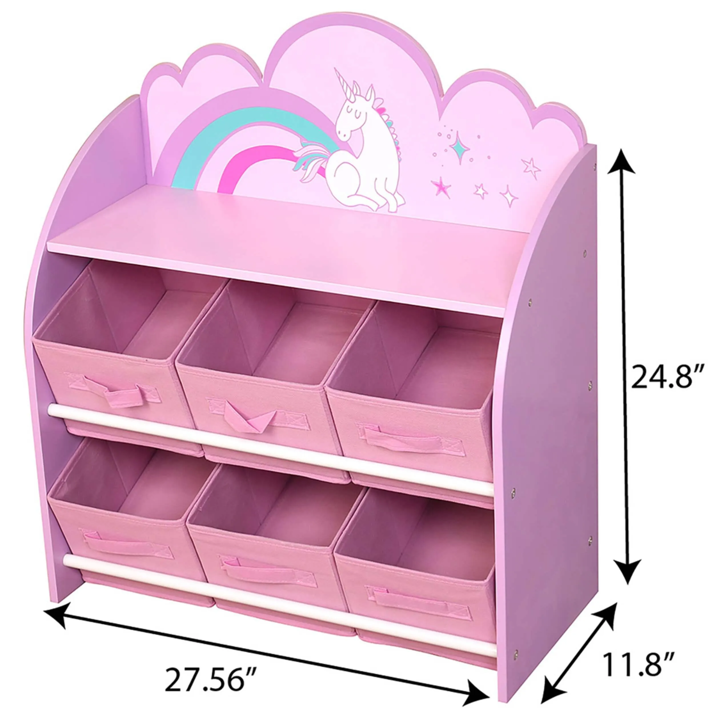 Danawares Unicorn Toy Organizer/Bookshelf with 6-Bins