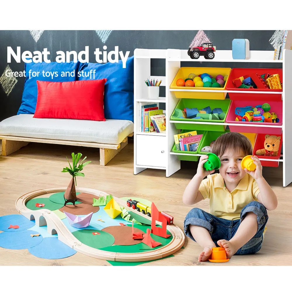 Durable Kids Toy Storage Shelf Rack with 8 Bins - Keezi