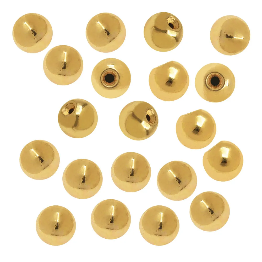 End Cap Beads for Memory Wire, Round Glue In 5mm Diameter, Gold Plated (20 Pieces)