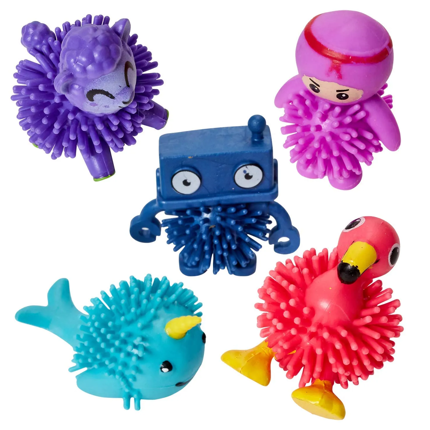 Kicko Assorted Mini Spiky Character Balls with Easter Basket Fillers, 2 Inch, 50