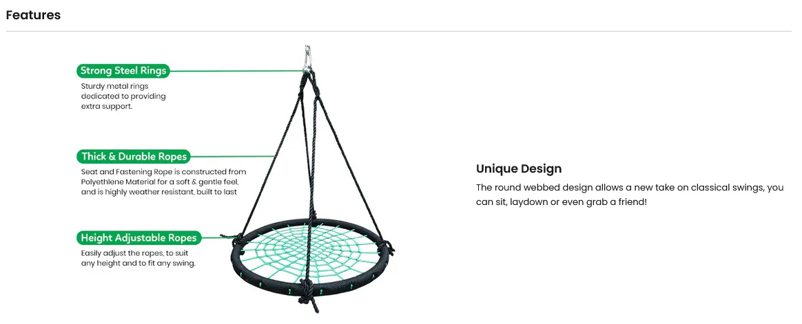 Kids Spidey Web Swing 100cm Lifespan