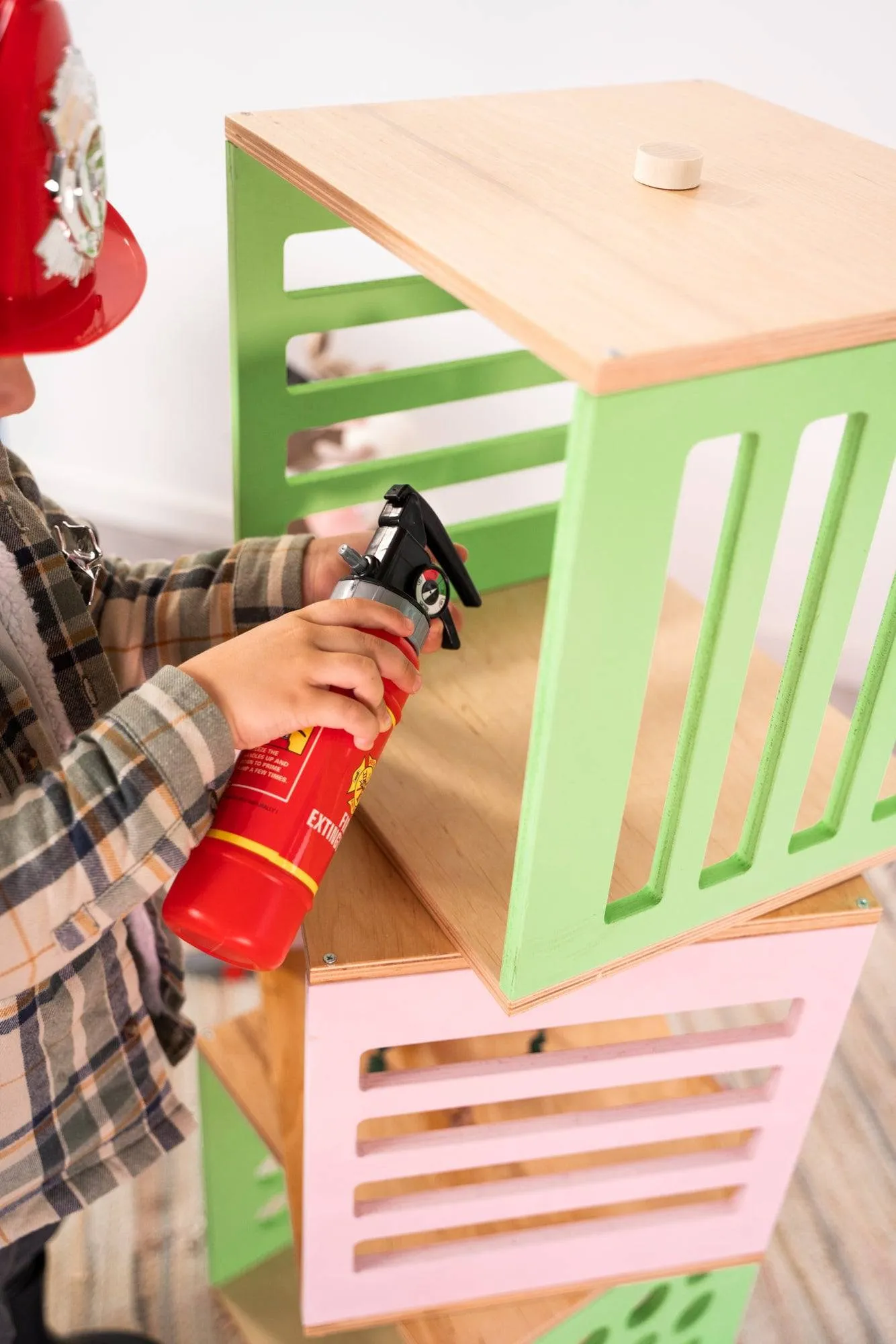 Kids wooden toy storage cube box