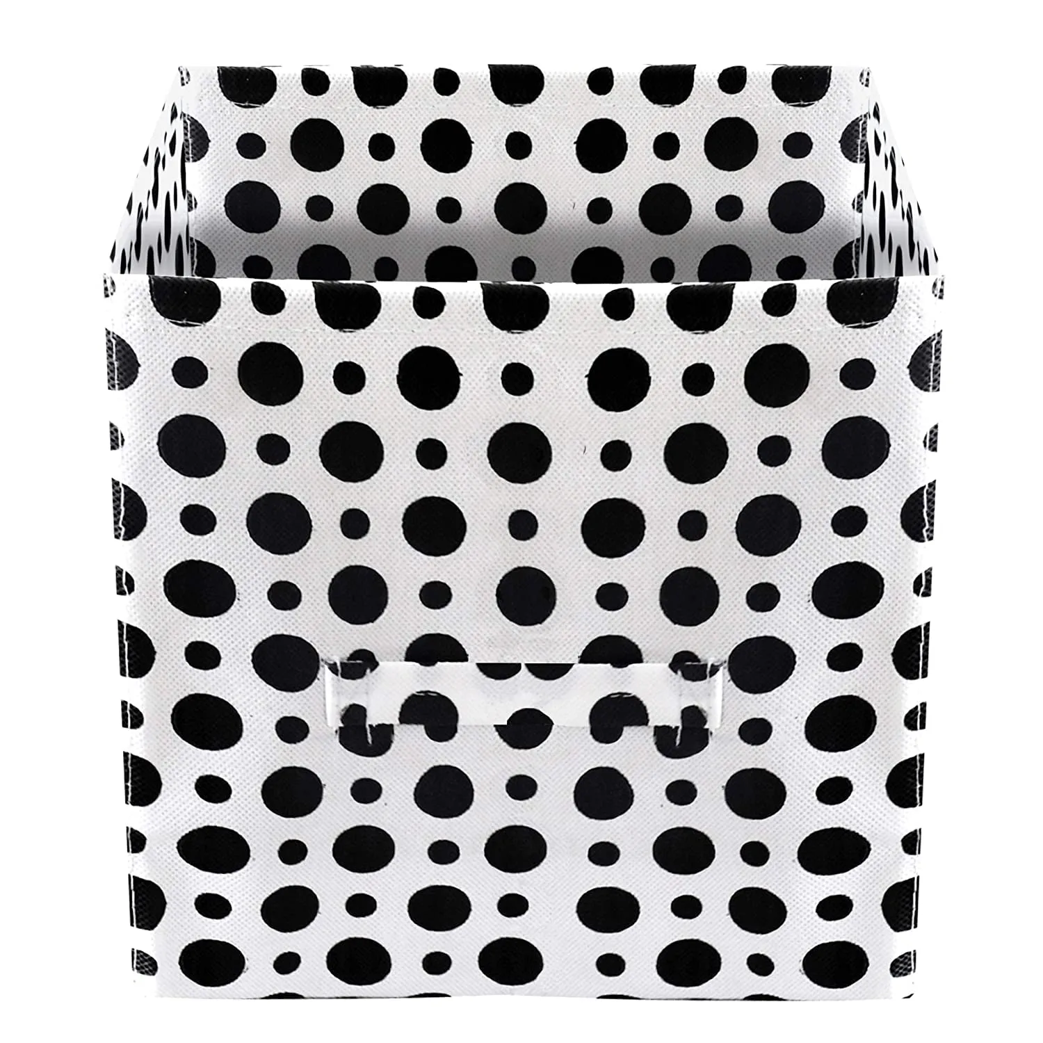 Kuber Industries Dot Printed Multipurposes Storage Box/Organizer With Handles- Pack of 4 (Black & White) -HS43KUBMART26227