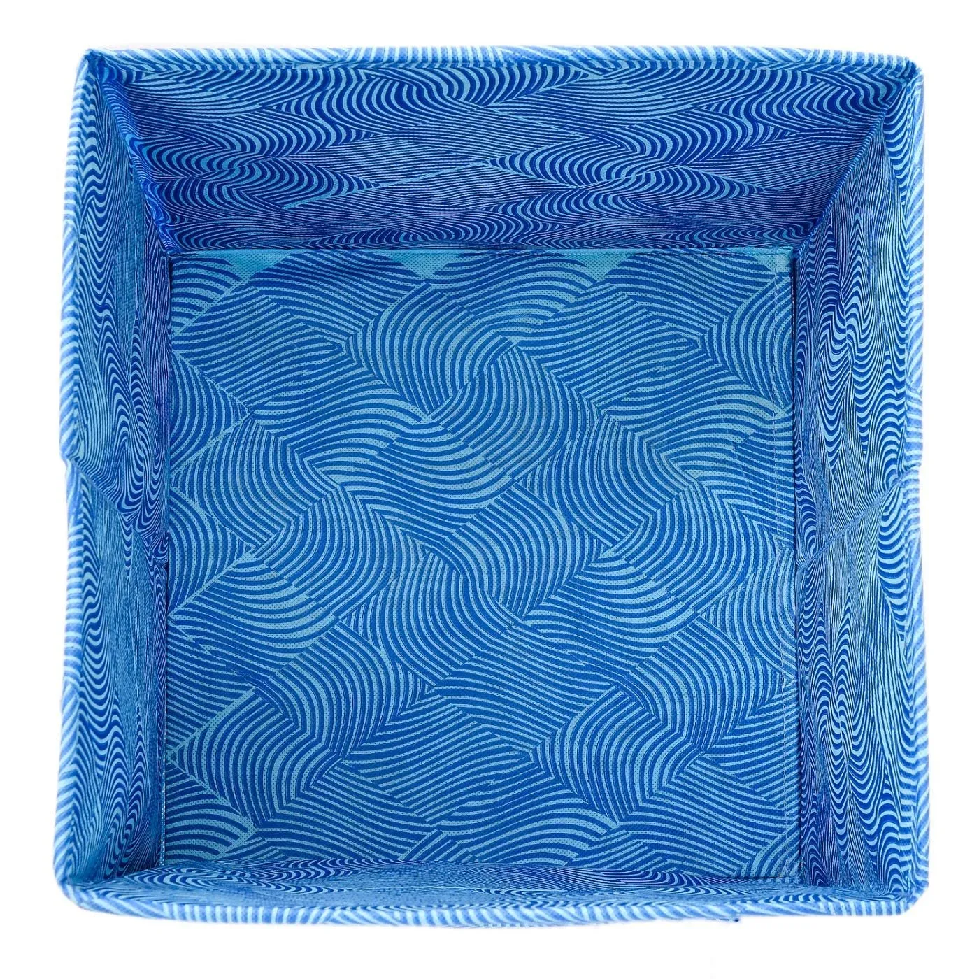 Kuber Industries Lehariya Printed Non-Woven Foldable Storage Bin/Cube/Organizer For Toys, Clothes And Books With Handles- Pack of 2 (Blue) -HS43KUBMART26242