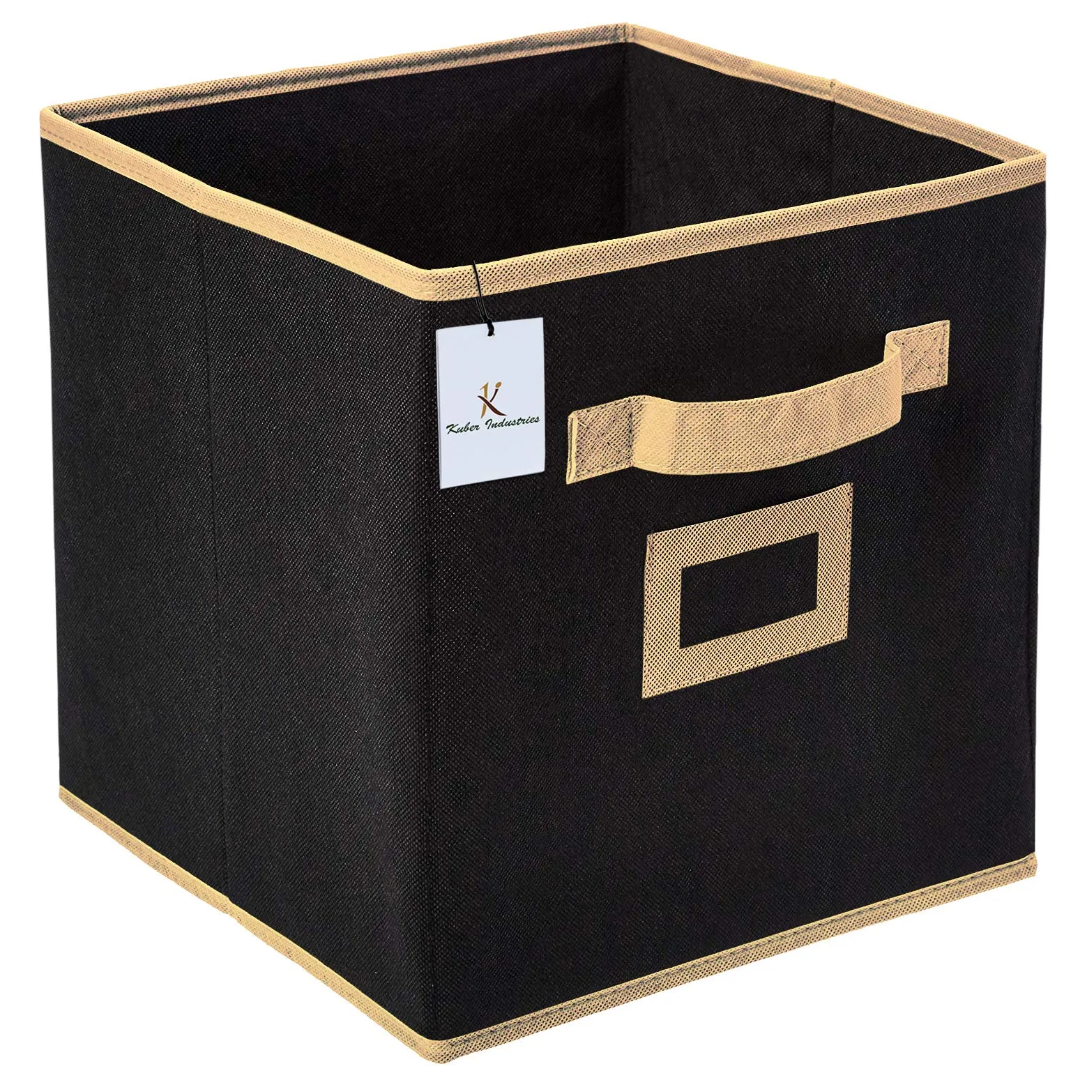 Kuber Industries Non Woven 4 Pieces Small Foldable Storage Organiser Cubes/Boxes (Black & Pink) - CTKTC035185