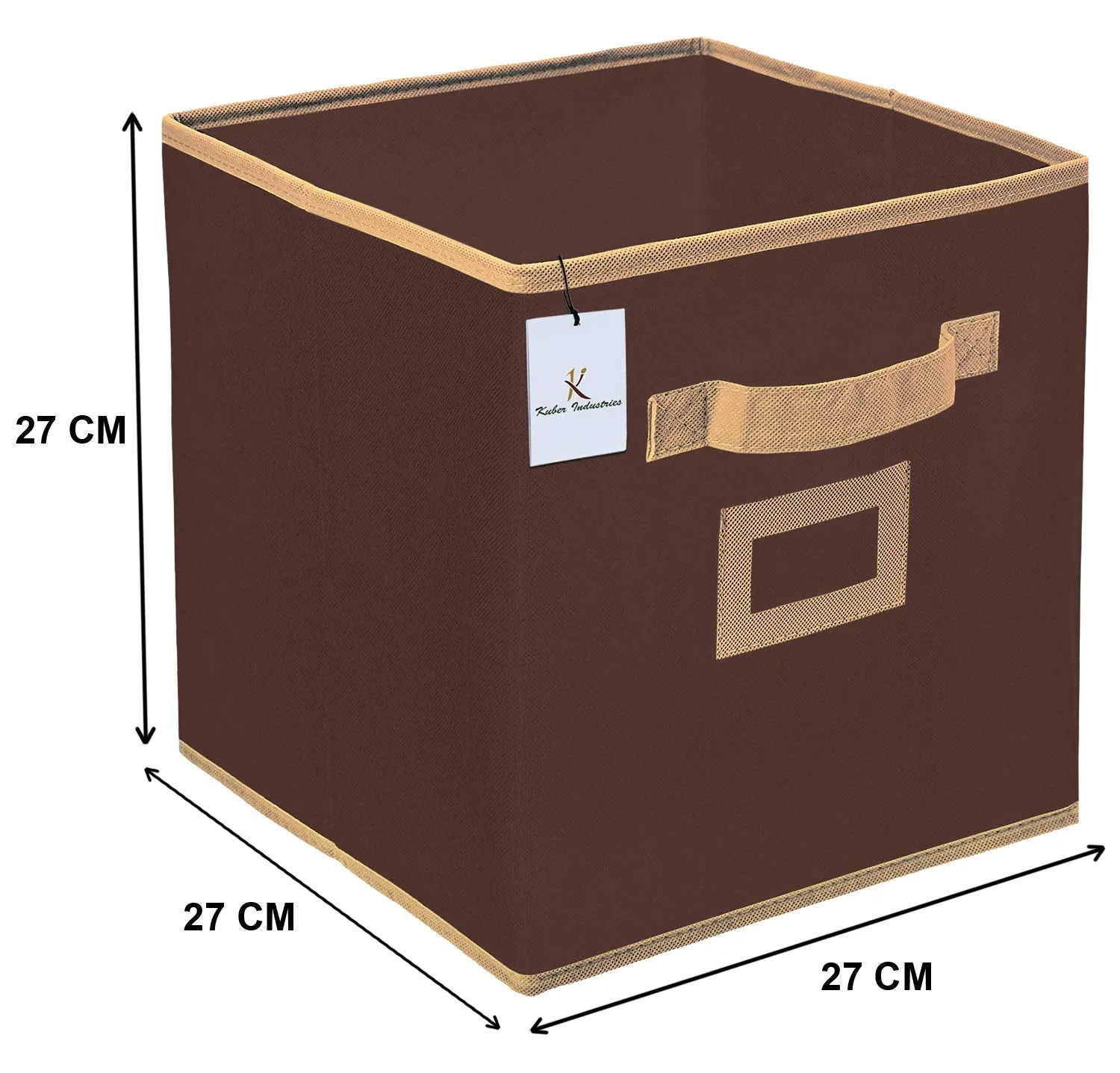Kuber Industries Non Woven 4 Pieces Small Foldable Storage Organiser Cubes/Boxes (Coffee) - CTKTC035140