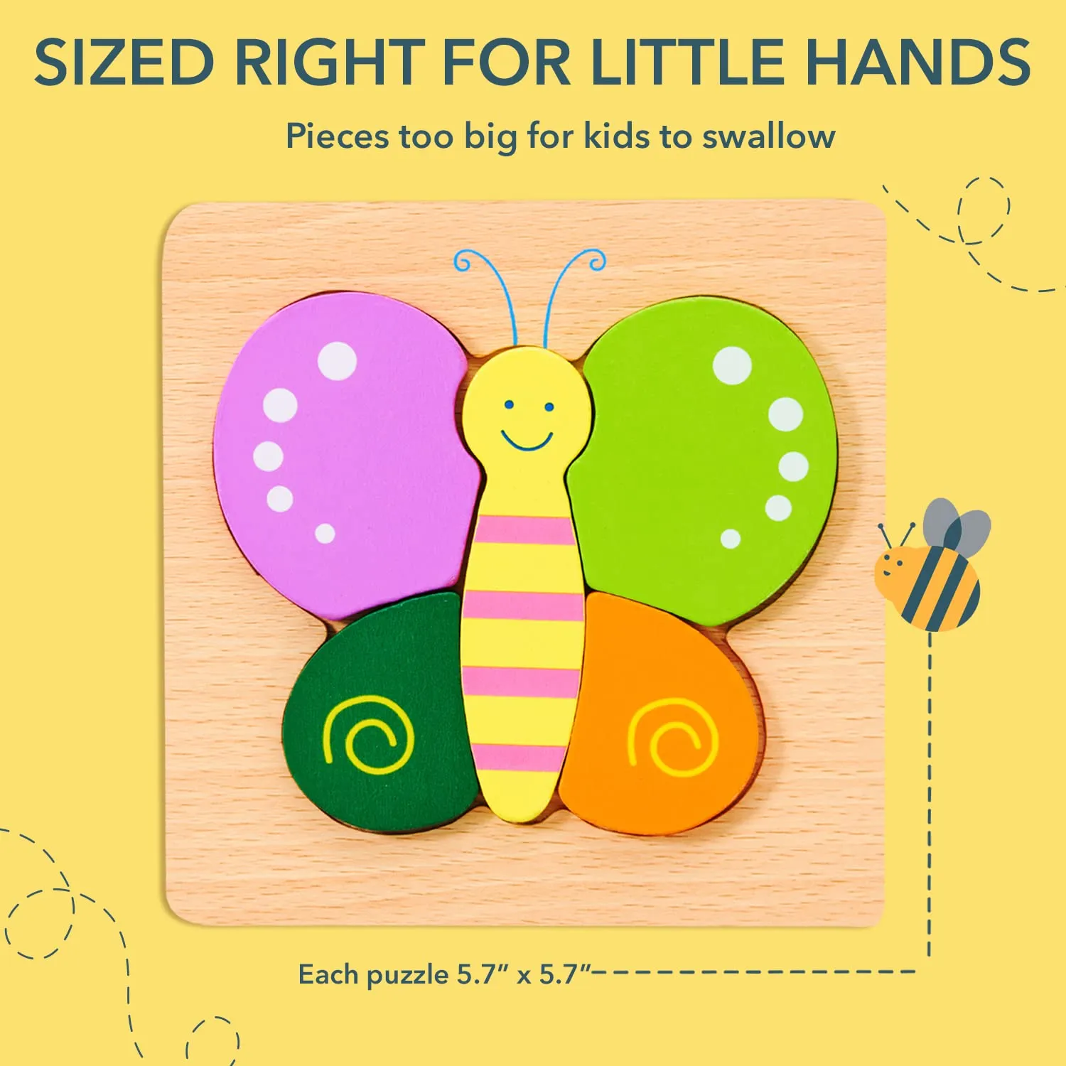 MAGIFIRE Wooden Toddler Puzzles Gifts Toys for 1 2 3 Year Old Boys Girls Baby Infant Kid Learning Educational 6 Animal Shape Jigsaw Eco Friendly Child Kid Montessori Stem Travel Toy