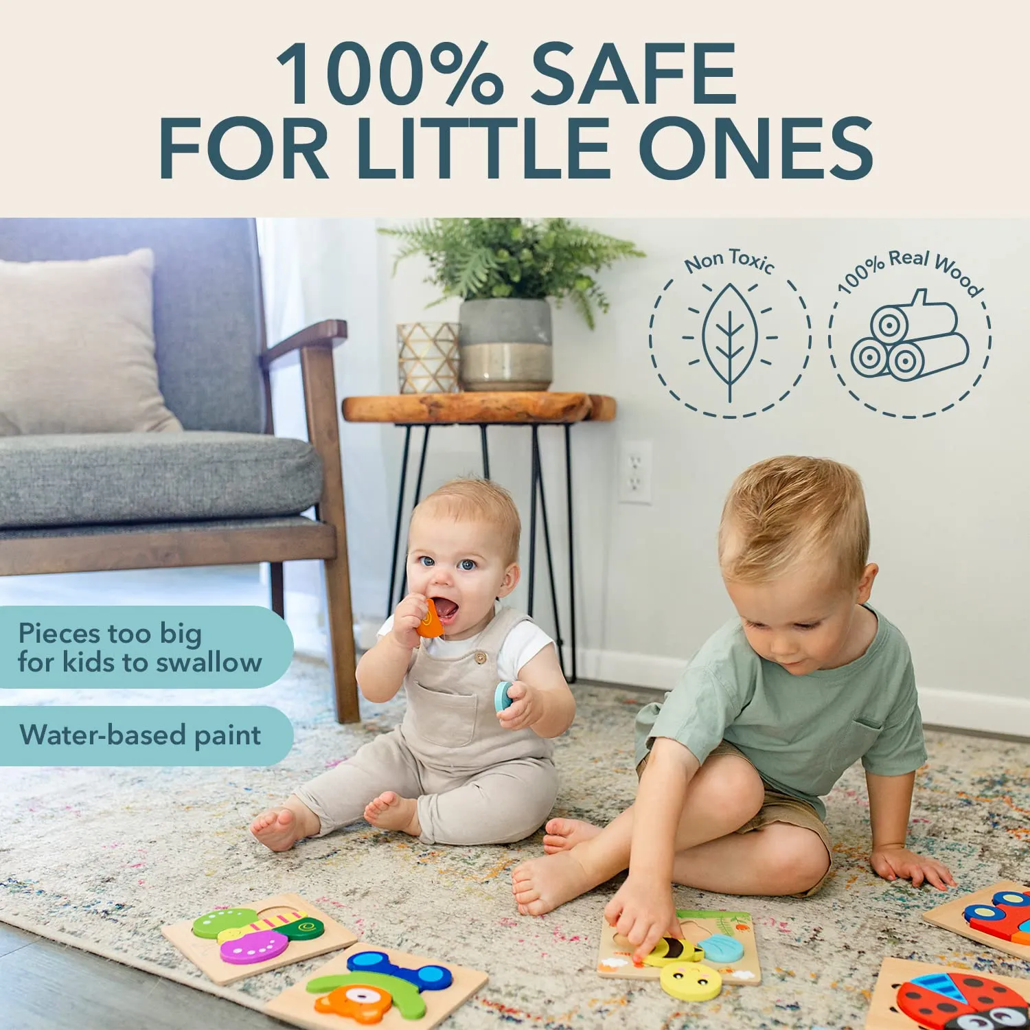 MAGIFIRE Wooden Toddler Puzzles Gifts Toys for 1 2 3 Year Old Boys Girls Baby Infant Kid Learning Educational 6 Animal Shape Jigsaw Eco Friendly Child Kid Montessori Stem Travel Toy