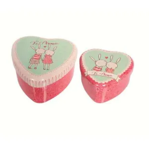 Maileg Metal Heart Shaped Tin Set - Rabbit