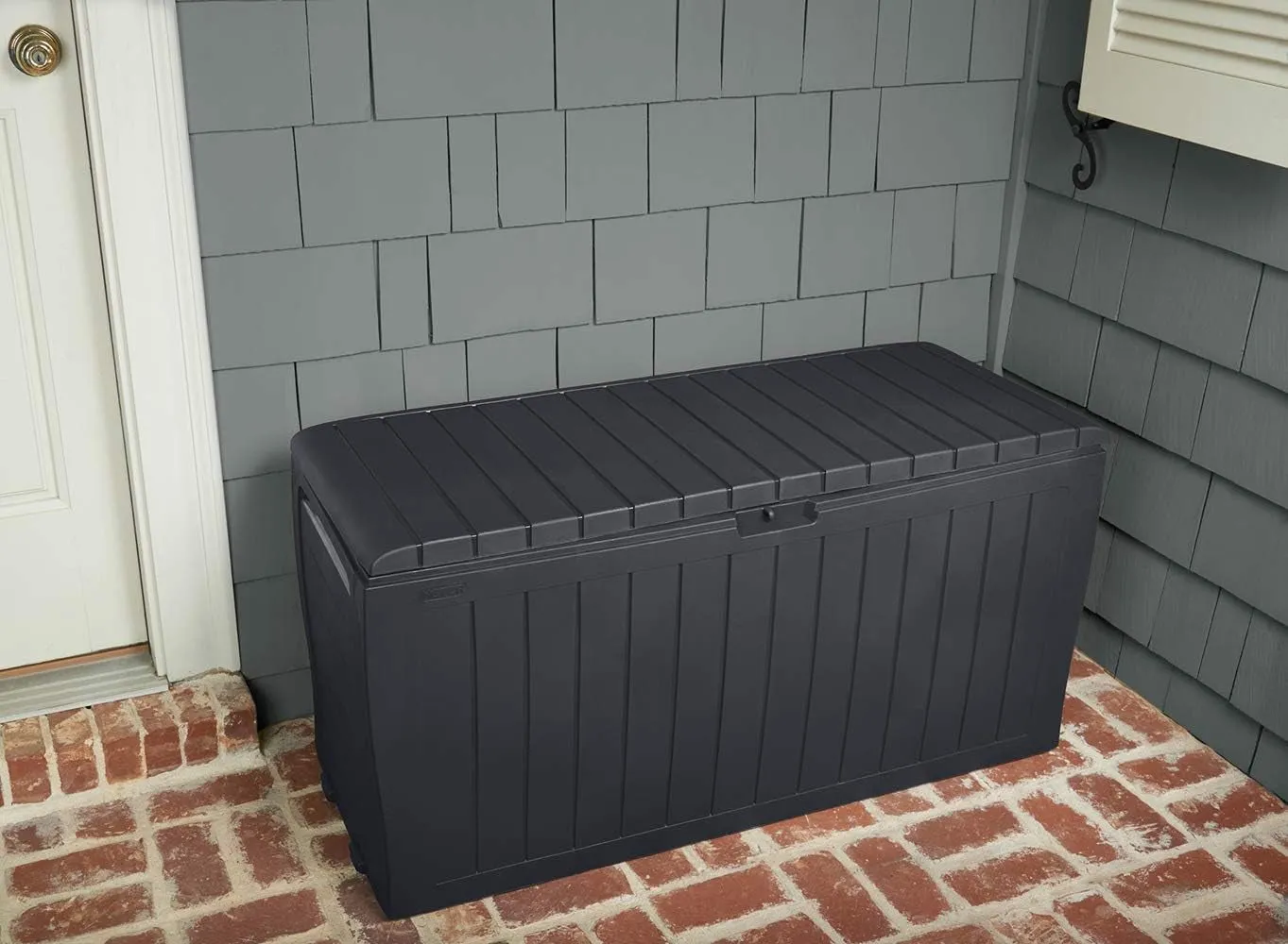 Marvel plus 71 Gallon Resin Deck Box-Organization and Storage for Patio Furniture Outdoor Cushions, Throw Pillows, Garden Tools and Pool Toys, Dark Grey