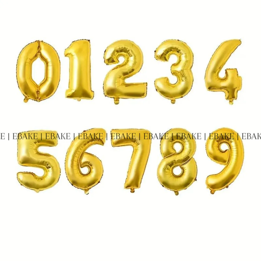 Number Foil Balloons Gold 16 Inch Single Piece