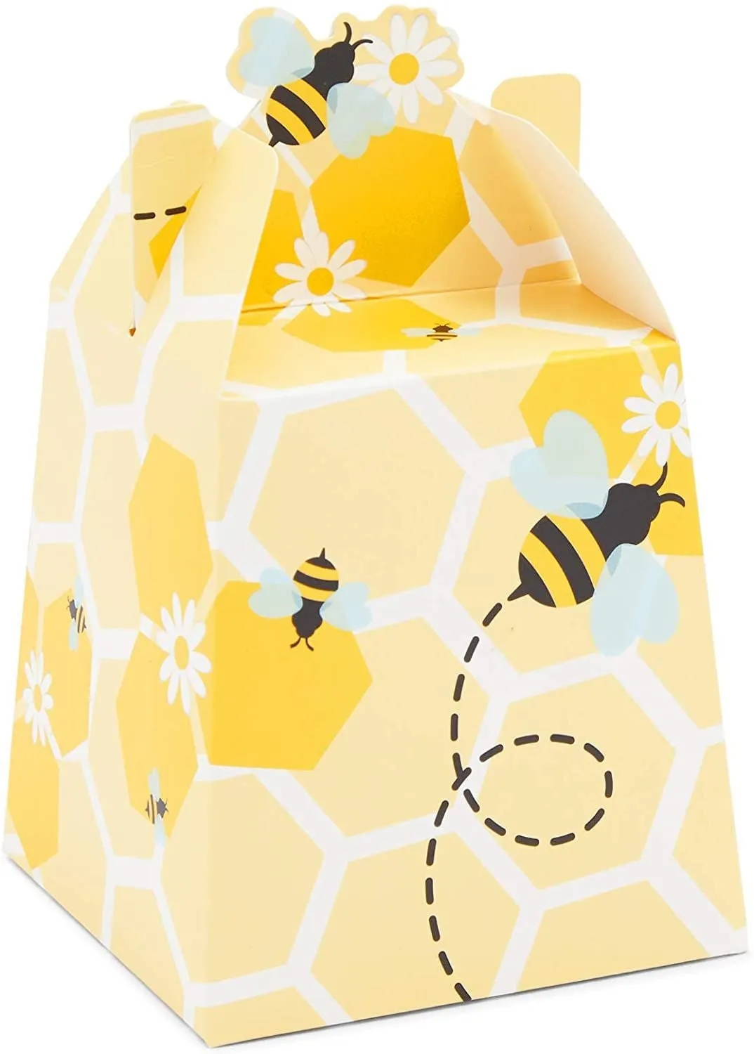 Paper Treat Boxes for Bee Party Favors (3.5 x 3.5 x 5.5 in, 50 Pack)