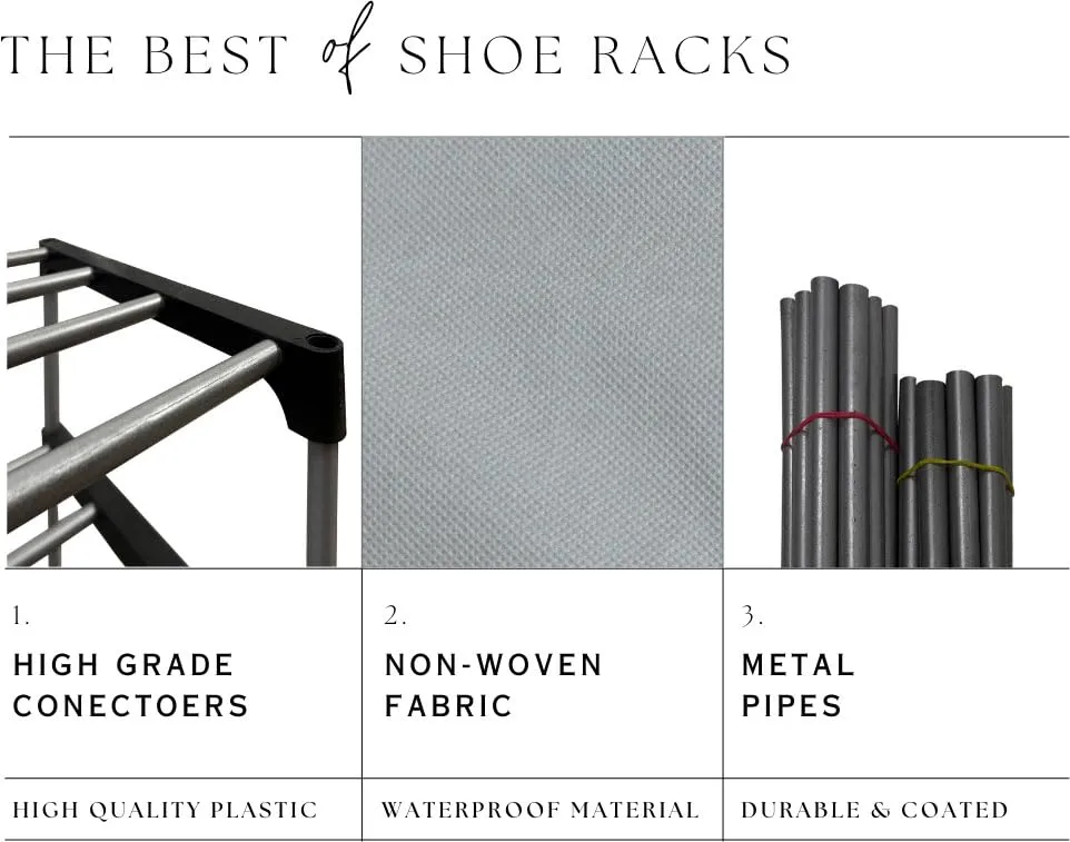 SANAMSTORE Multipurpose 6 Layer Metal Pipe with Non-Woven 100GSM Fabric Cover Shoe/Cloth/Toy/Books Rack-Grey