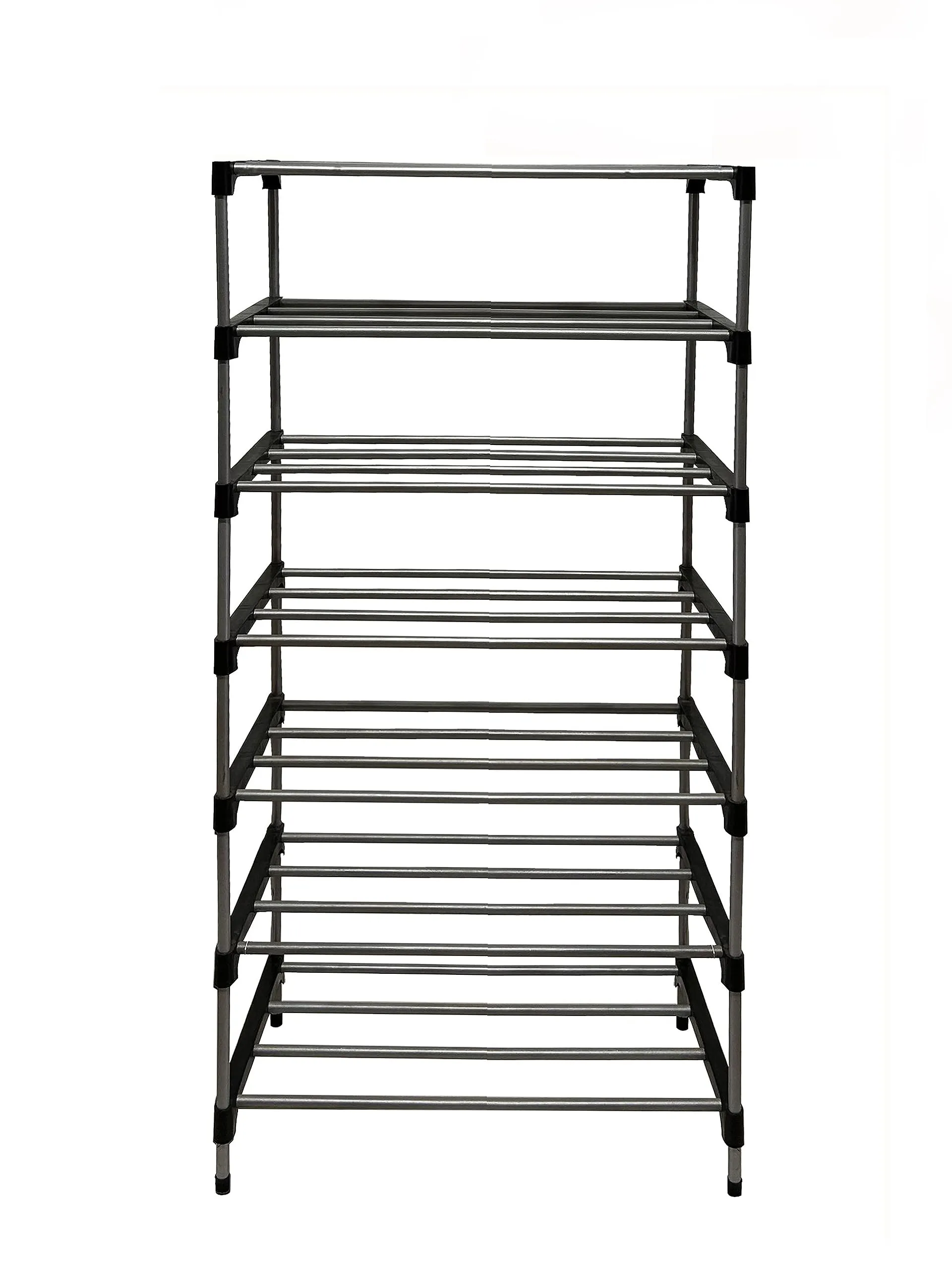 SANAMSTORE Multipurpose 6 Layer Metal Pipe with Non-Woven 100GSM Fabric Cover Shoe/Cloth/Toy/Books Rack-Grey