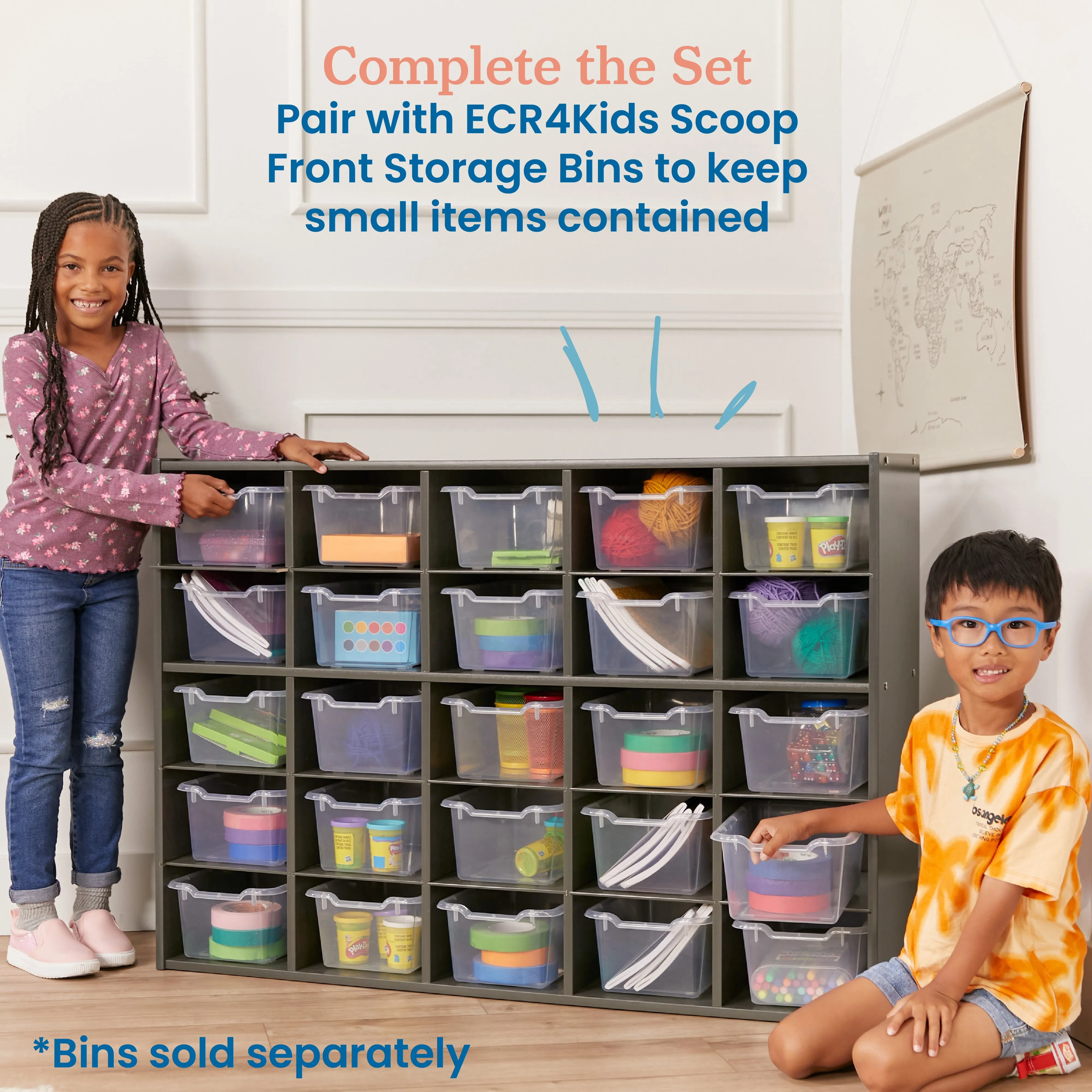 Streamline 25 Cubby Tray Storage Cabinet, 5x5, Classroom Furniture