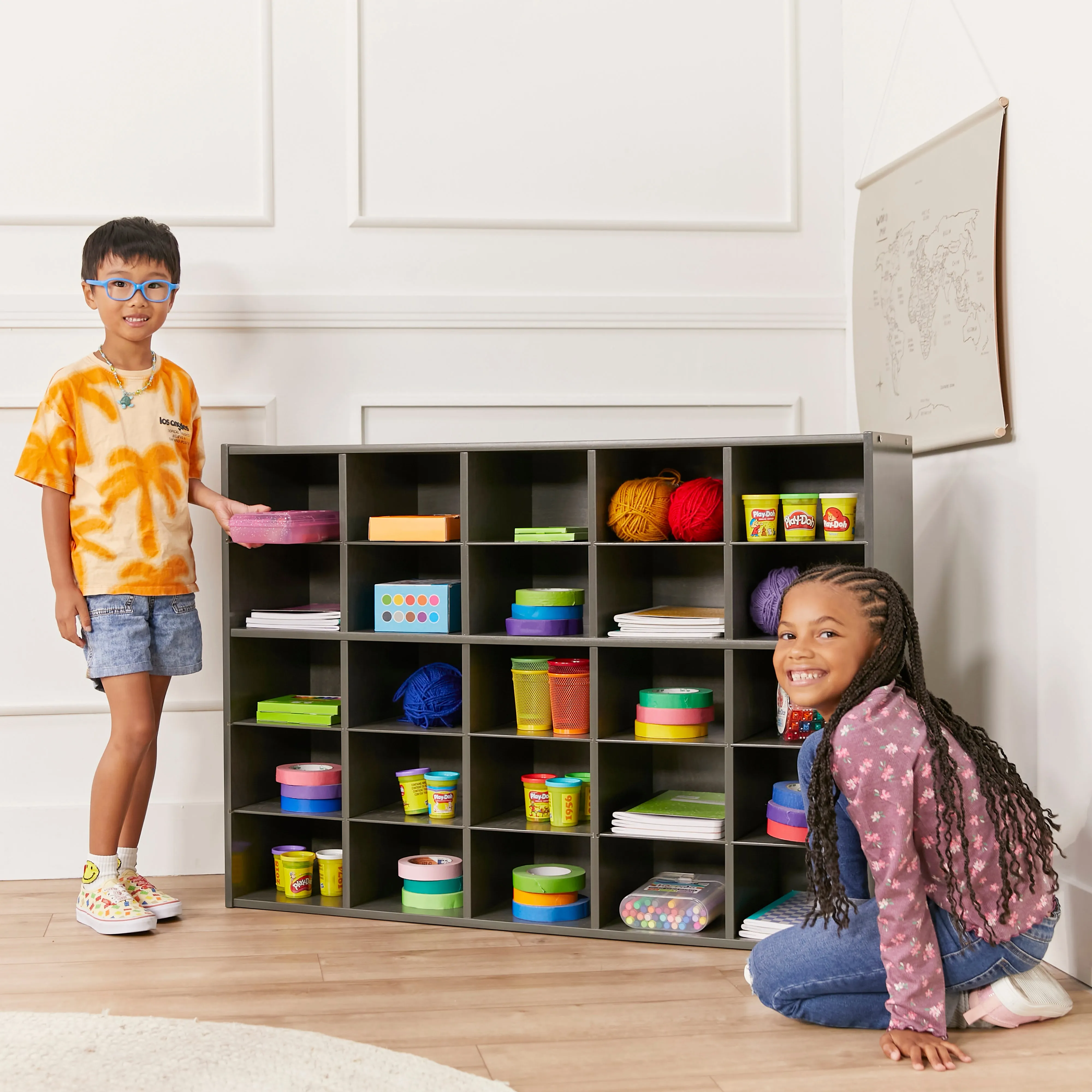 Streamline 25 Cubby Tray Storage Cabinet, 5x5, Classroom Furniture