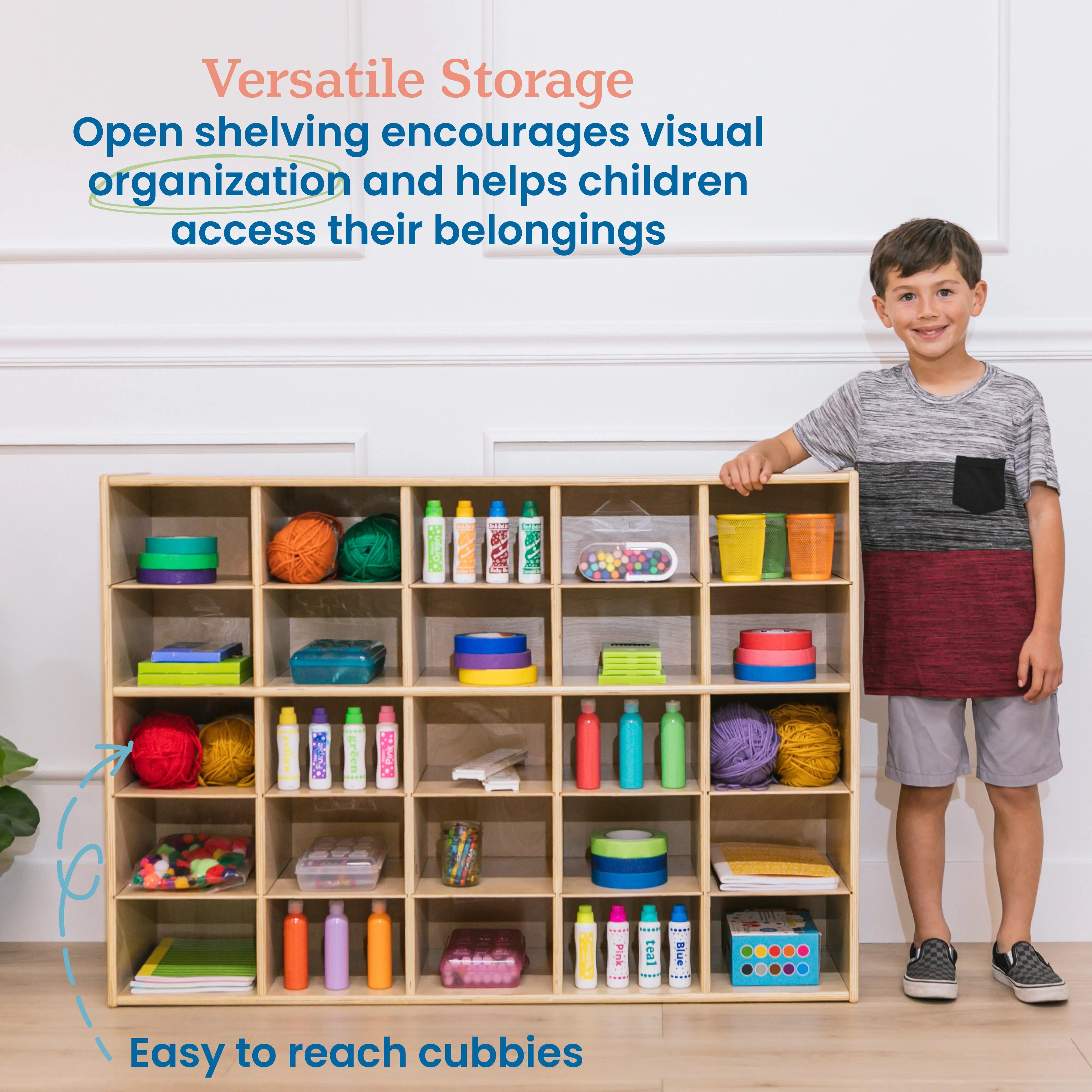 Streamline 25 Cubby Tray Storage Cabinet, 5x5, Classroom Furniture