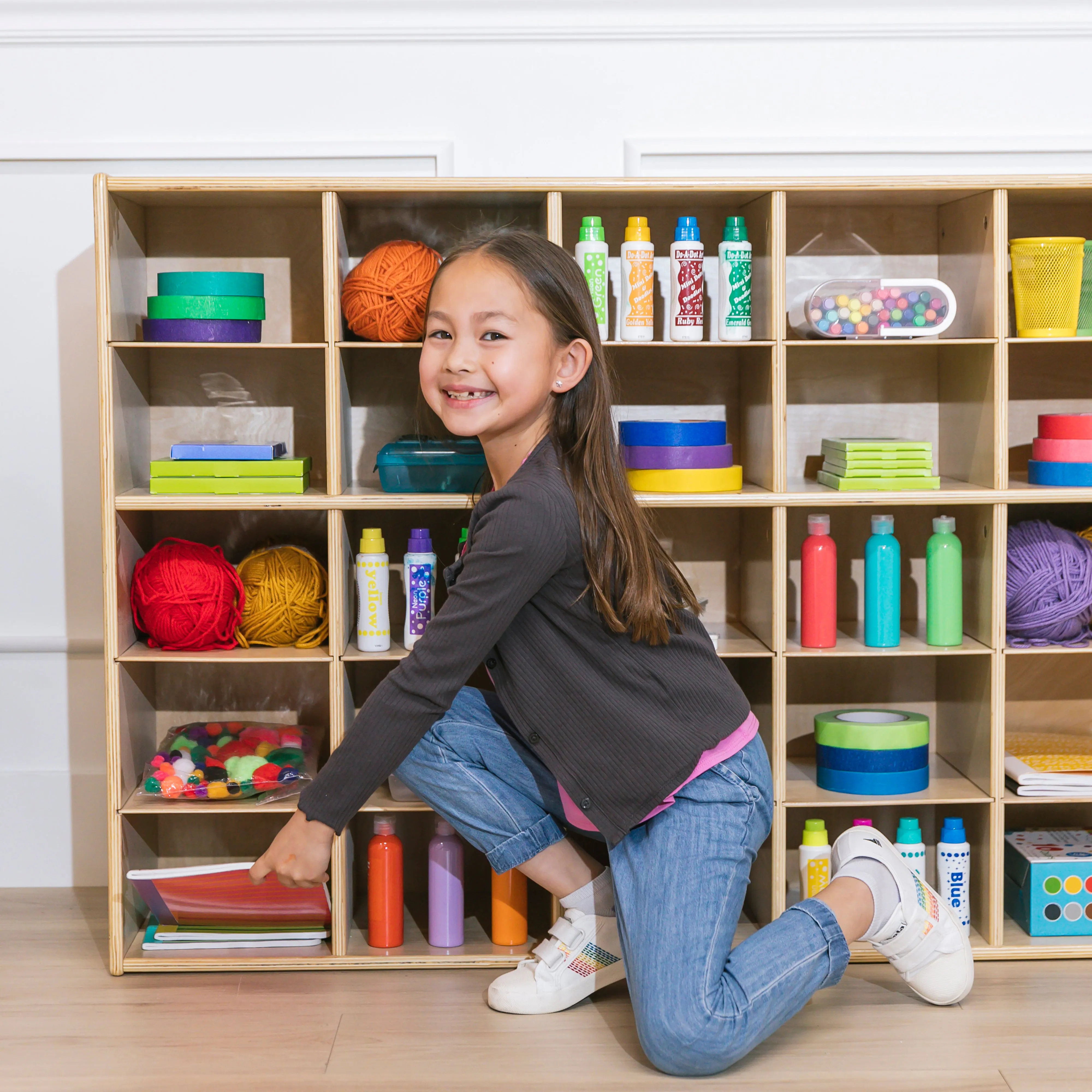 Streamline 25 Cubby Tray Storage Cabinet, 5x5, Classroom Furniture