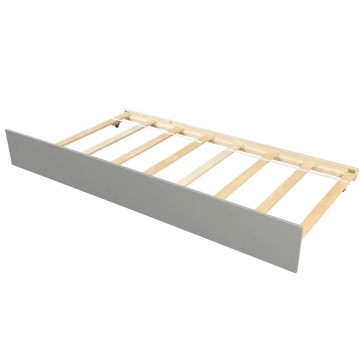 Twin Over Twin Bunk Bed with Trundle and Storage Gray