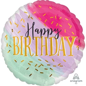 Water Colour Happy Birthday Foil Balloon 45cm Each