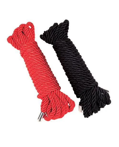 Whipsmart Heartbreaker Satin Bdsm Rope - Black/red Set Of 2