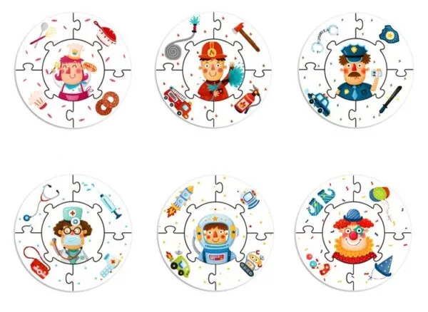 Who Am I? Round Puzzles 30pc (6 x 5pc puzzles)