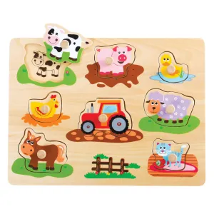 Wooden Farm Animals Peg Puzzle